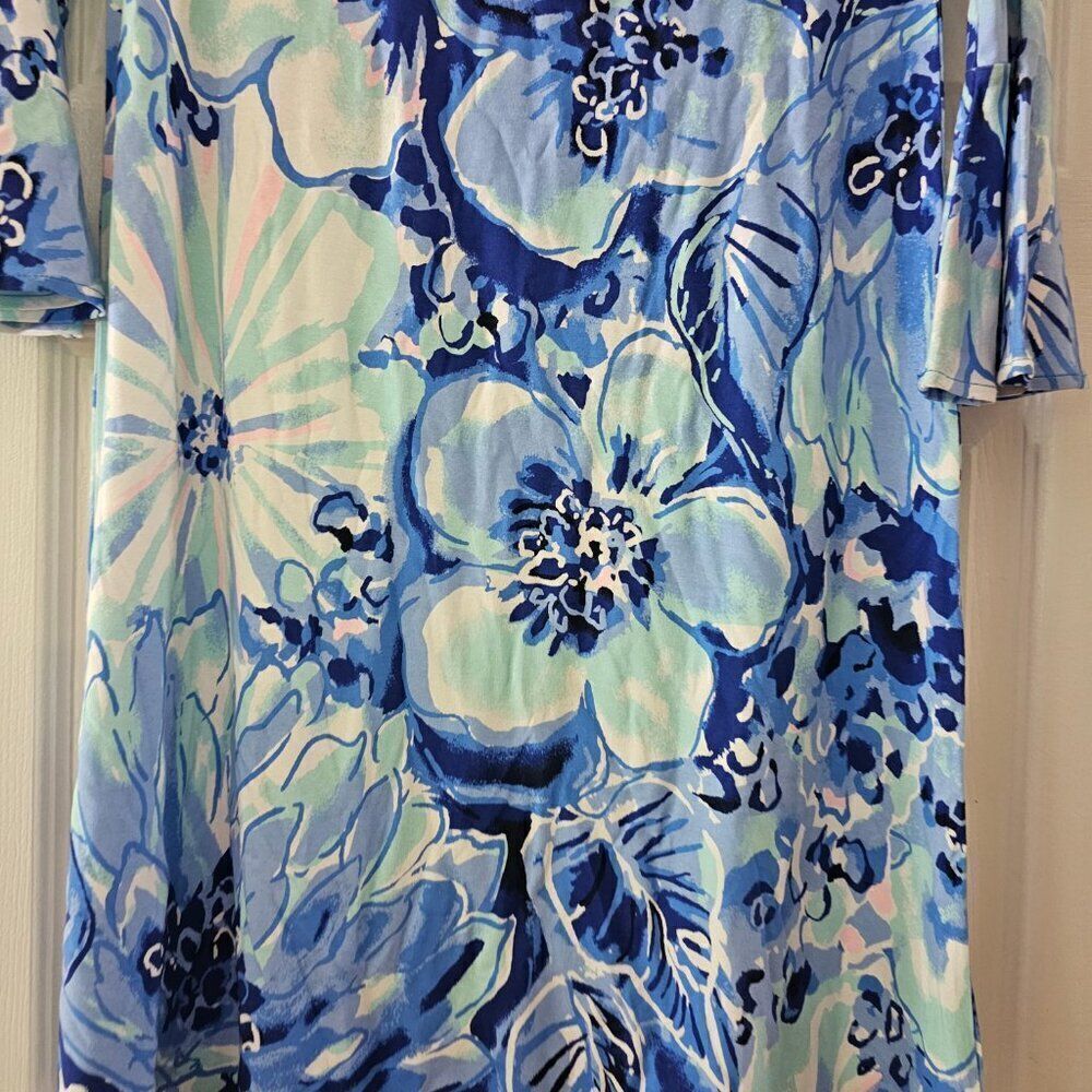 Lilly Pulitzer Women Blue Floral Bell Sleeves Catch And Keep Mini Dress Size XXS - Picture 6 of 11